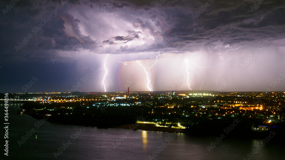 Heavy thunderstorm over the big city.