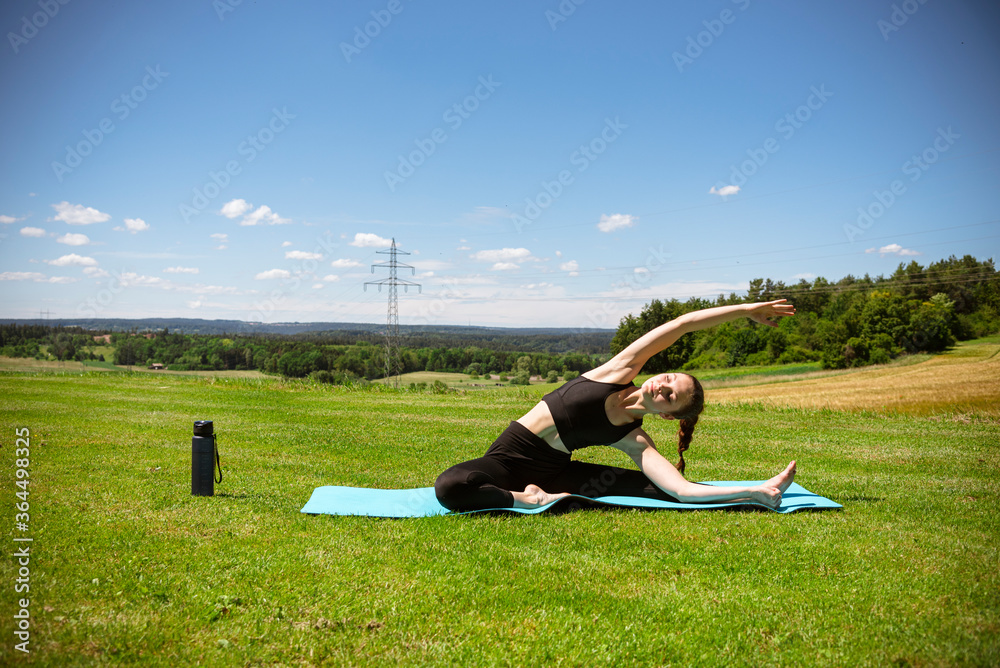 Summer Girl Yoga Pose in Nature Summer Girl Yoga Pose in Nature