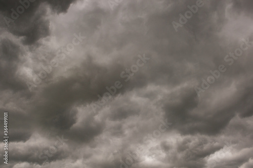 Stormy dark clouds before the storm. Textured gray and blue clouds in sky