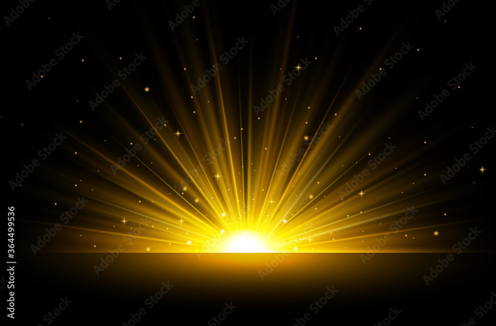 Vector light effect. Shining golden bright stars light isolated on ...