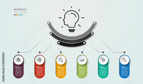 Design 6 step can use with marketing ,structure,thinking plan,diagram and report form infographic design.