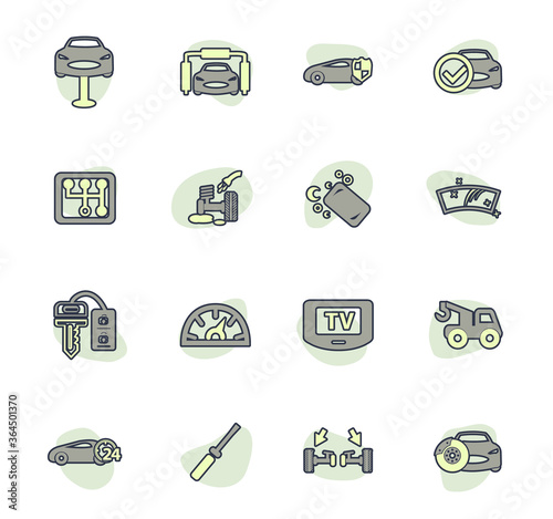 Car shop icons set