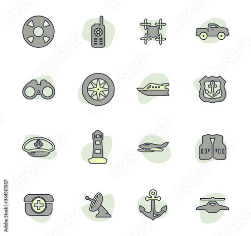 Coast Guard icons set