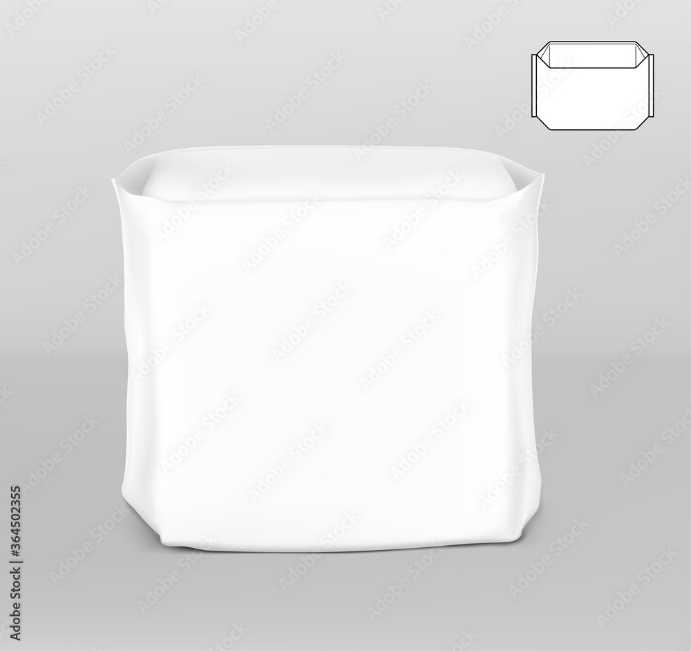 Vecteur Stock High realistic package bag with seam mockup for sanitary