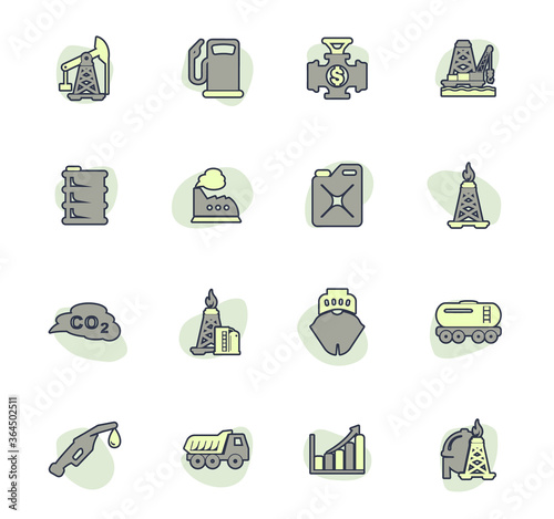 Extraction of oil icons set
