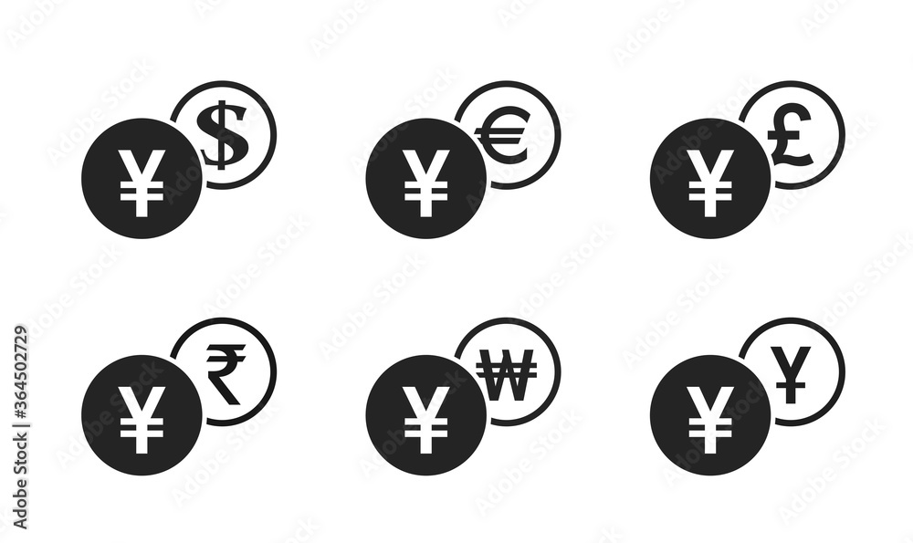 japanese yen exchange icon set. banking transfer sign. finance infographic design element japanese yen exchange icon set. banking transfer sign. finance infographic design element