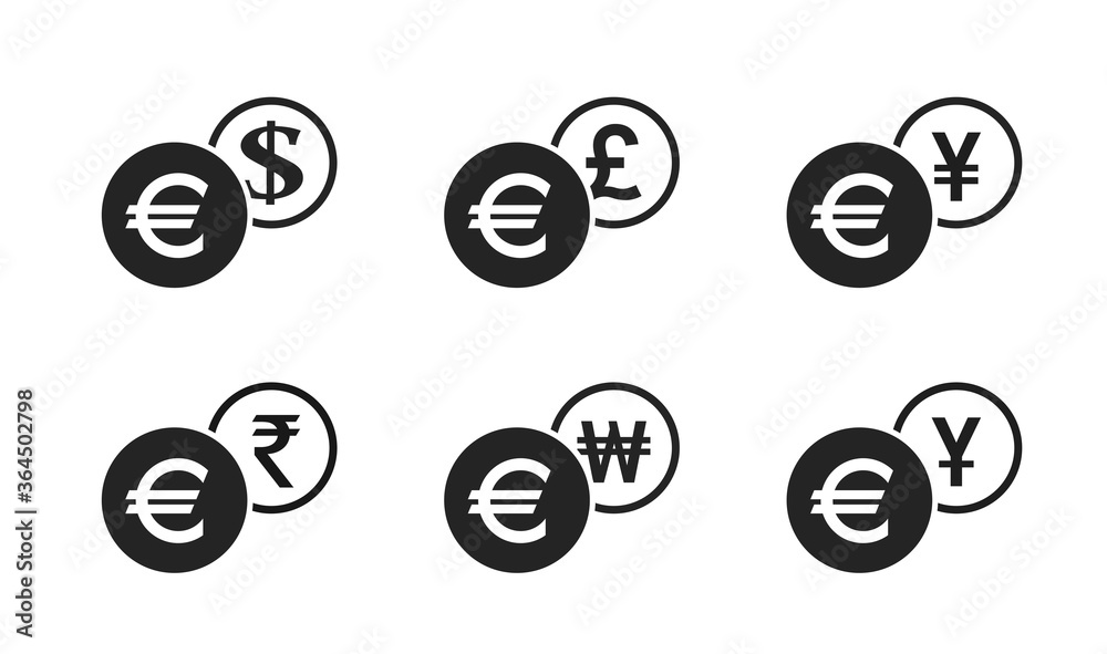 euro exchange icon set. banking transfer sign. finance infographic design element