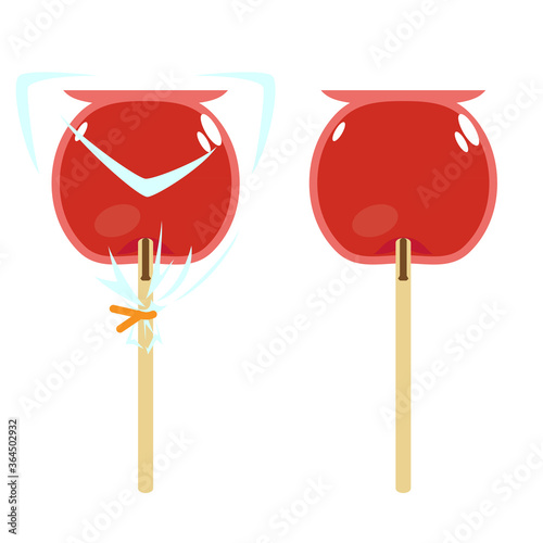 かわいいりんご飴のイラスト