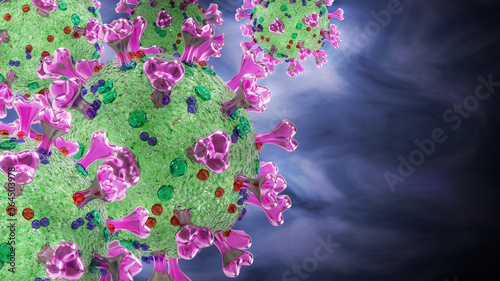 microscopic view of a contagious virus - Sars-CoV-2  coronavirus  Covid-19 - medical 3d render