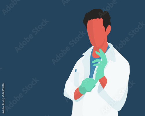 Doctor putting on medical gloves for protection.
