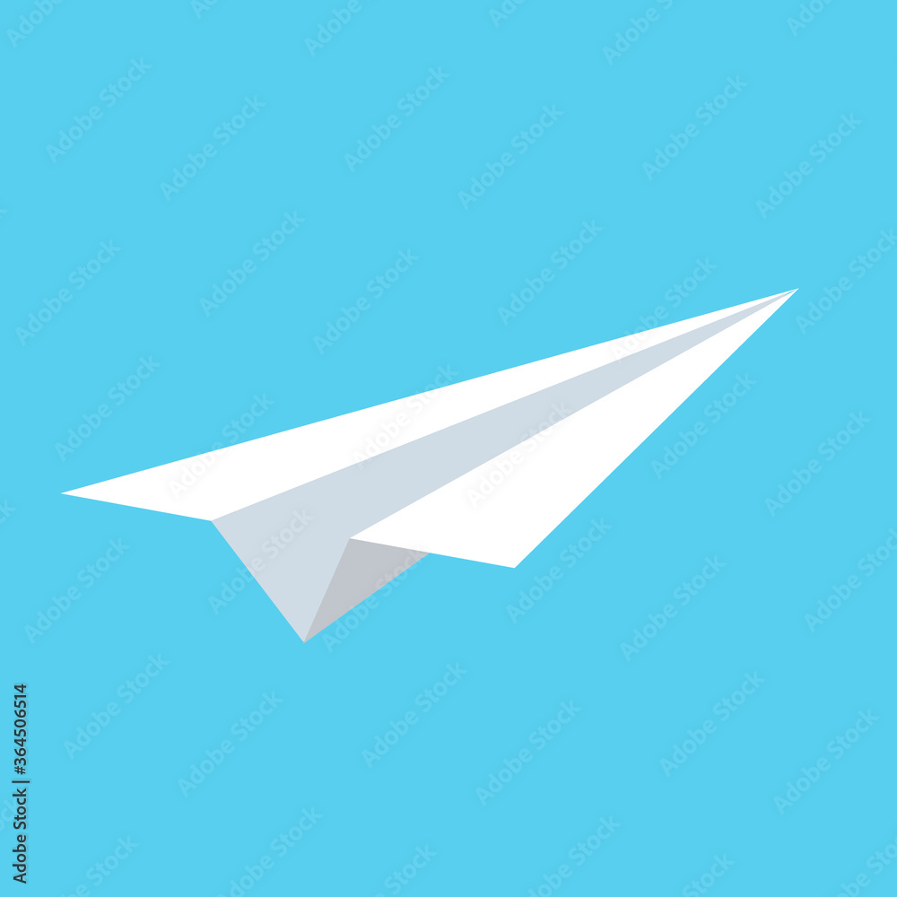 a paper plane on a blue background. Symbol of peace.  