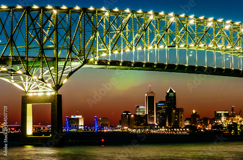 The Hart Bridge over the St Johns River in downtown Jacksonville, Florida