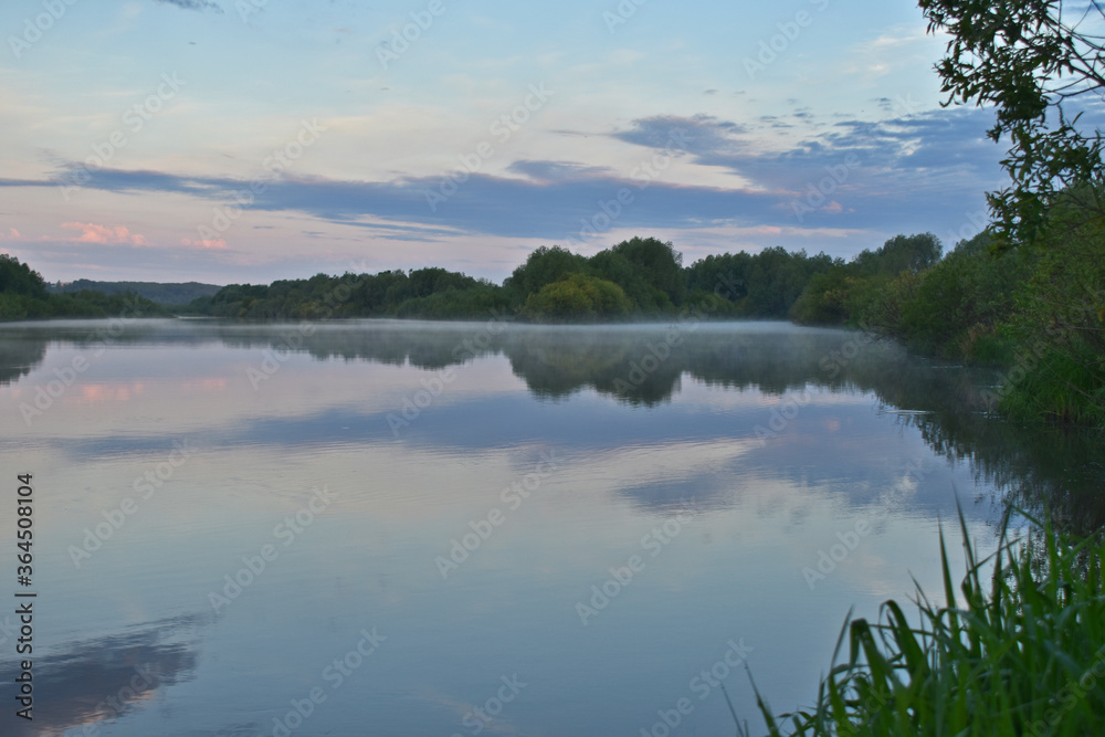 Fototapeta premium gentle beautiful dawn on a small river