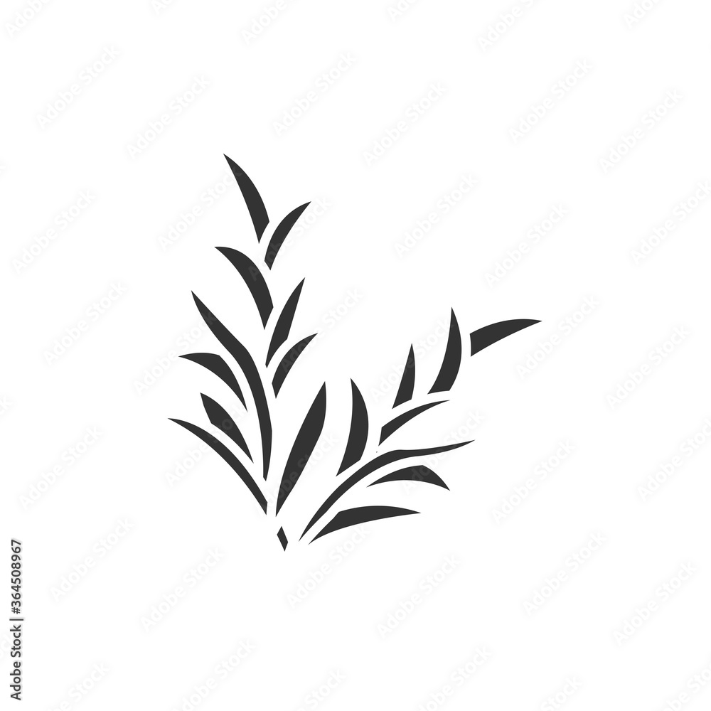 Naklejka premium Rosemary branch black glyph icon. Herbs and spices. Cooking ingredient. Pictogram for web page.