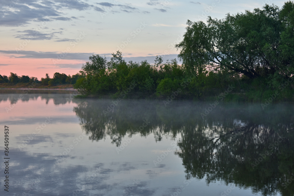 gentle beautiful dawn on a small river