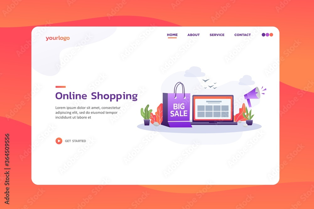 Online Shopping Website template design. Modern vector illustration concept of web page design for website and mobile website development. Easy to edit and customize. Online Shopping Website template design. Modern vector illustration concept of web page design for website and mobile website development. Easy to edit and customize.