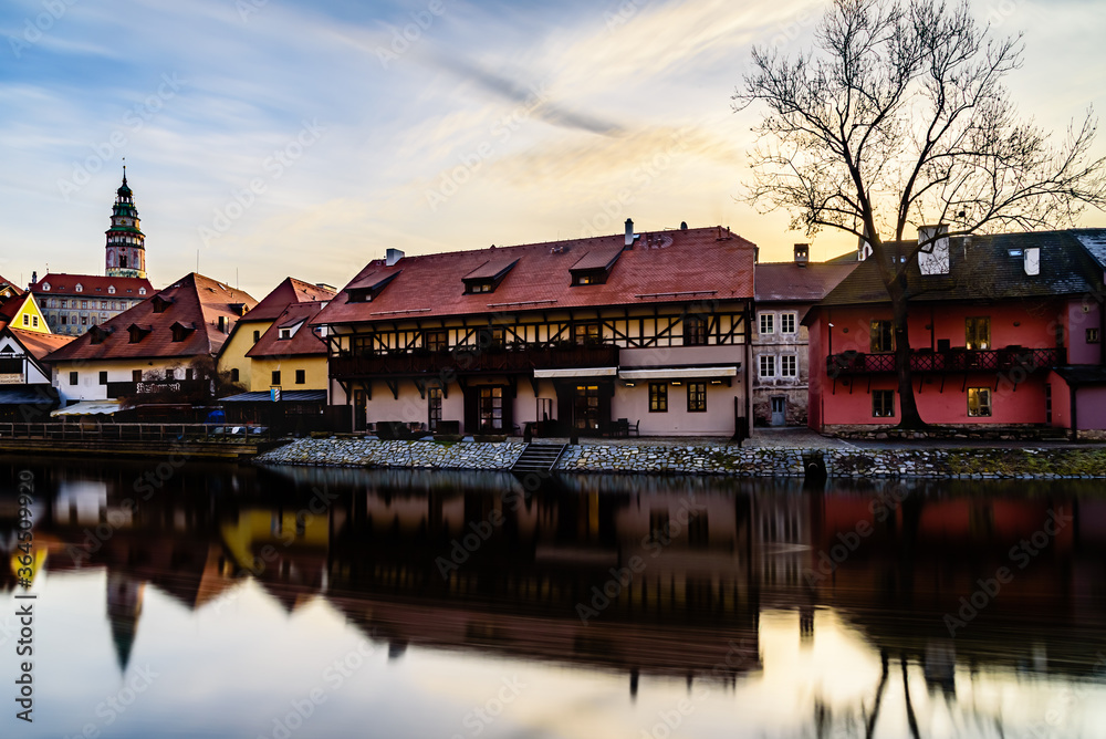 A beautiful dawn in the morning in Cesky Krumlov, Czech republic. A beautiful dawn in the morning in Cesky Krumlov, Czech republic.