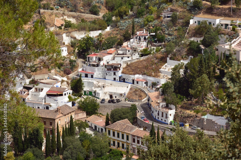 Vista del barrio del Sacromonte en Granada, España