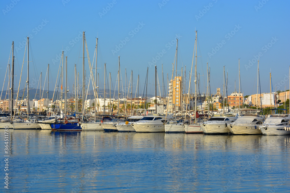 Yachts in a Mediterranean port on the Costa Blanca, Javea, Alicante, Spain