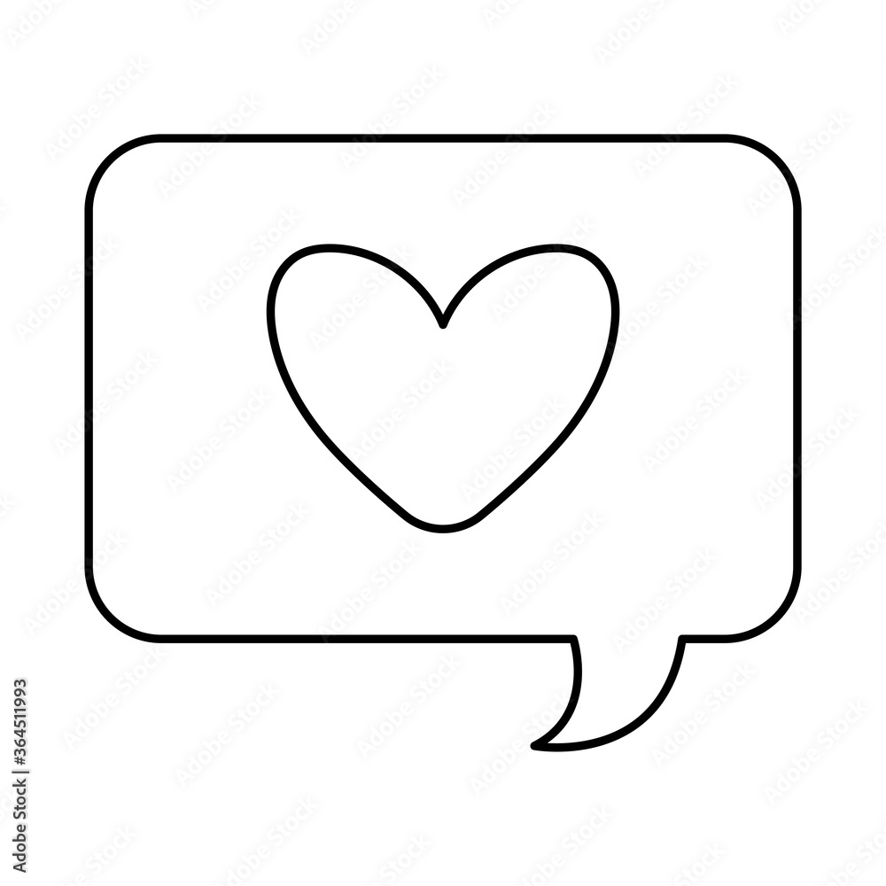 Heart inside bubble line style icon vector design Heart inside bubble line style icon vector design