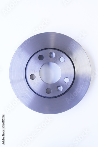 One car brake disc isolated on white background, aão Paulo, Brazil