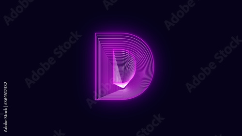 Efecto Neo letra D Vector
