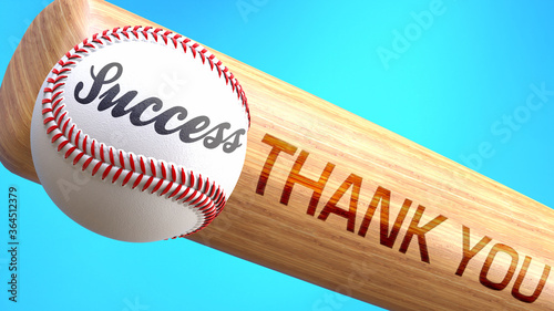 Photography Success in life depends on thank you - pictured as word thank you on a bat, to show that thank you is crucial for successful business or life