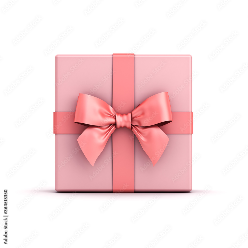Gift box or pink pastel color present box with pink ribbon and bow ...
