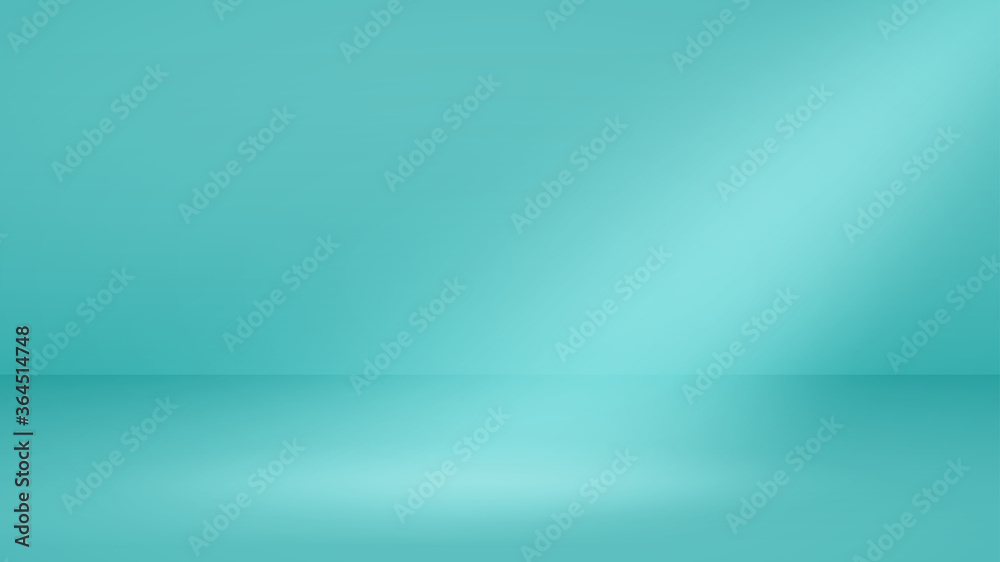 Empty studio background with soft lighting in light blue colors