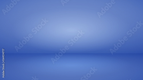 Empty studio background with soft lighting in blue colors