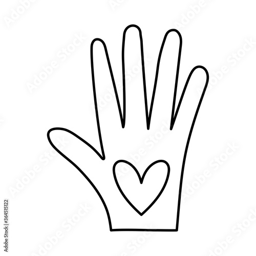 Heart on hand line style icon vector design