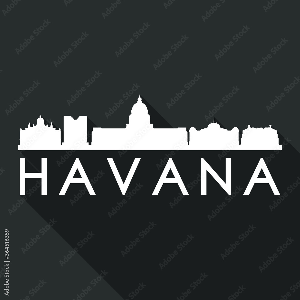 Havana Flat Icon Skyline Silhouette Design City Vector Art Famous Buildings.