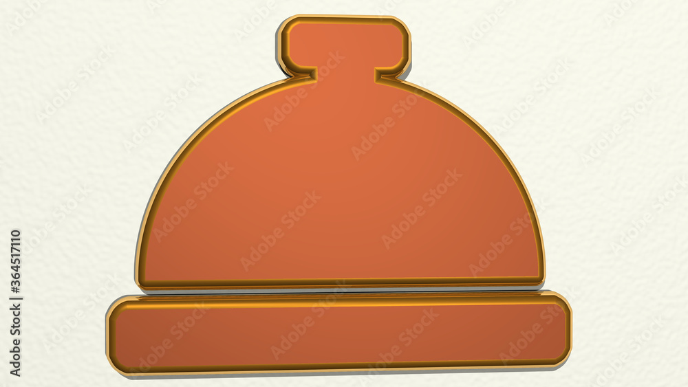 Obraz premium FOOD SIGN on the wall. 3D illustration of metallic sculpture over a white background with mild texture. fresh and healthy