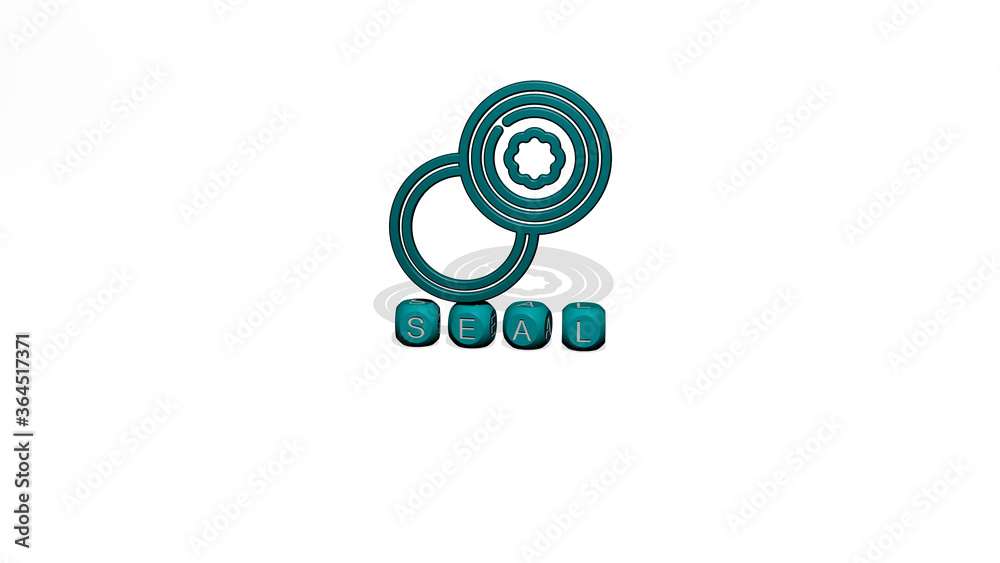 3D graphical image of SEAL vertically along with text built by metallic cubic letters from the top perspective, excellent for the concept presentation and slideshows. stamp and illustration 3D graphical image of SEAL vertically along with text built by metallic cubic letters from the top perspective, excellent for the concept presentation and slideshows. stamp and illustration