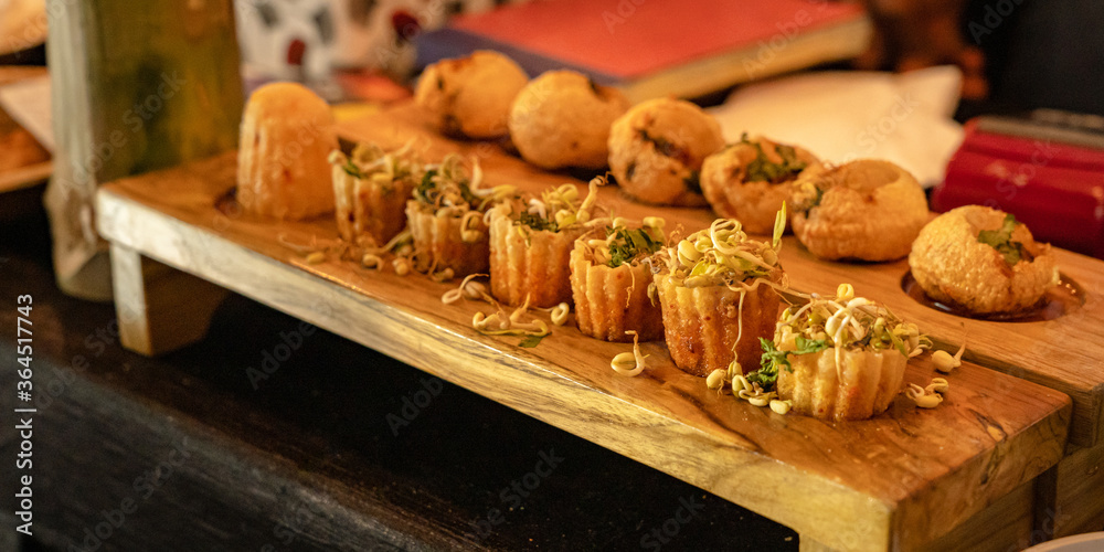 Indian chaat food on display at a food festival