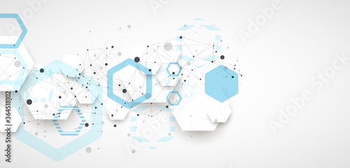 Abstract blue hexagon futuristic background for design works. Science and technology.