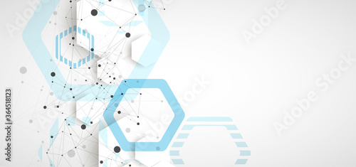 Abstract blue hexagon futuristic background for design works. Science and technology.
