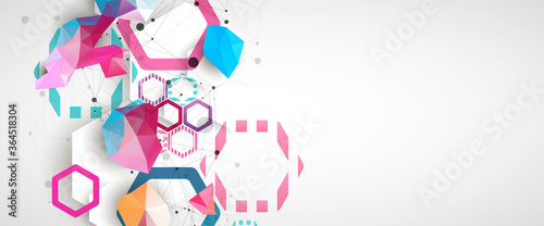 Hexagonal geometric array. Abstract background. Science and connection vector concept.