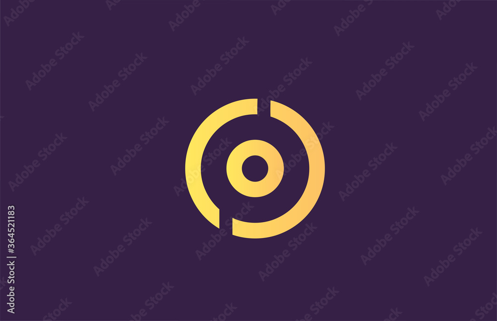 O purple yellow alphabet letter logo icon for company. Simple line design for business O purple yellow alphabet letter logo icon for company. Simple line design for business