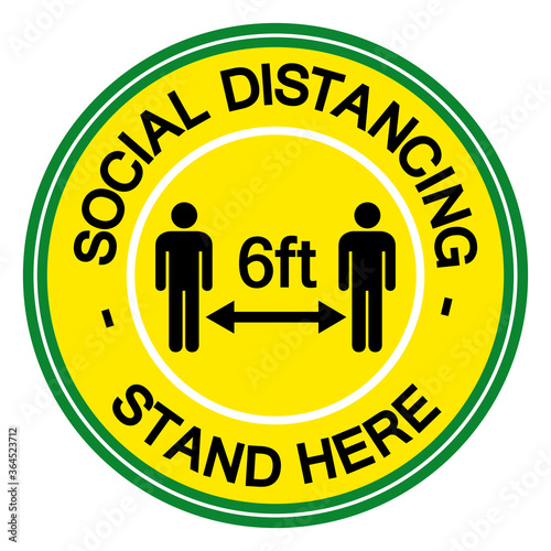 Social Distancing Stand Here Symbol, Vector  Illustration, Isolated On White Background Label. EPS10