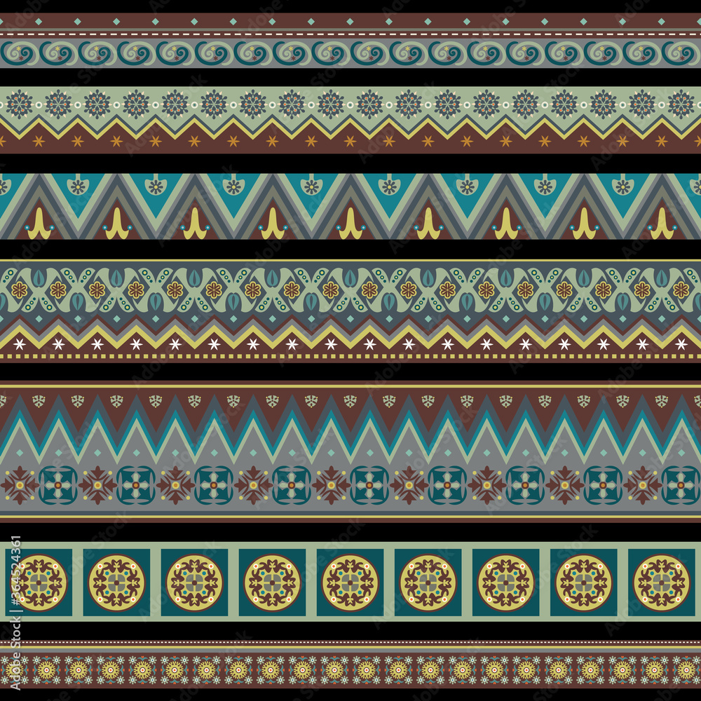 Abstract ethnic stripes. Ornamental vector borders