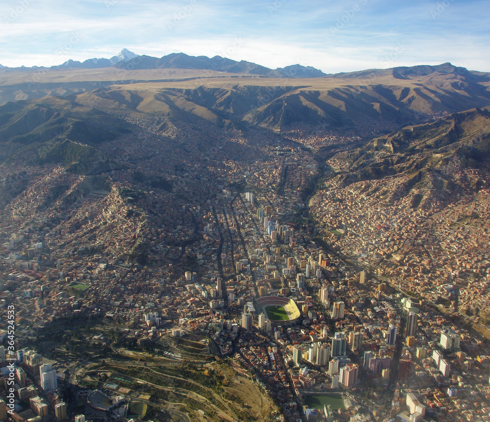 View over La Paz, Bolivia, from the air