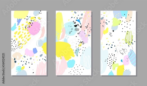 Cute wallpaper for smartphone. Contemporary naive pattern. Brush, marker, pencil stroke. Children, kids sketch hand drawing. Vector illustration. Black, green, pink, blue, yellow, white, purple colors