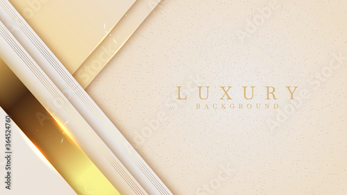 Golden glittering lines and halftone on a yellow color. Abstract background about luxury.