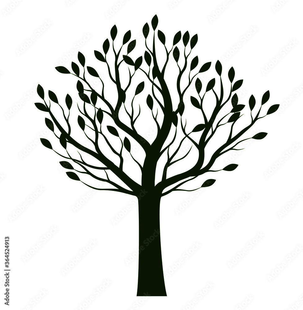 Obraz premium Summer Tree. Vector outline Illustration. Plant in Garden. EPS file
