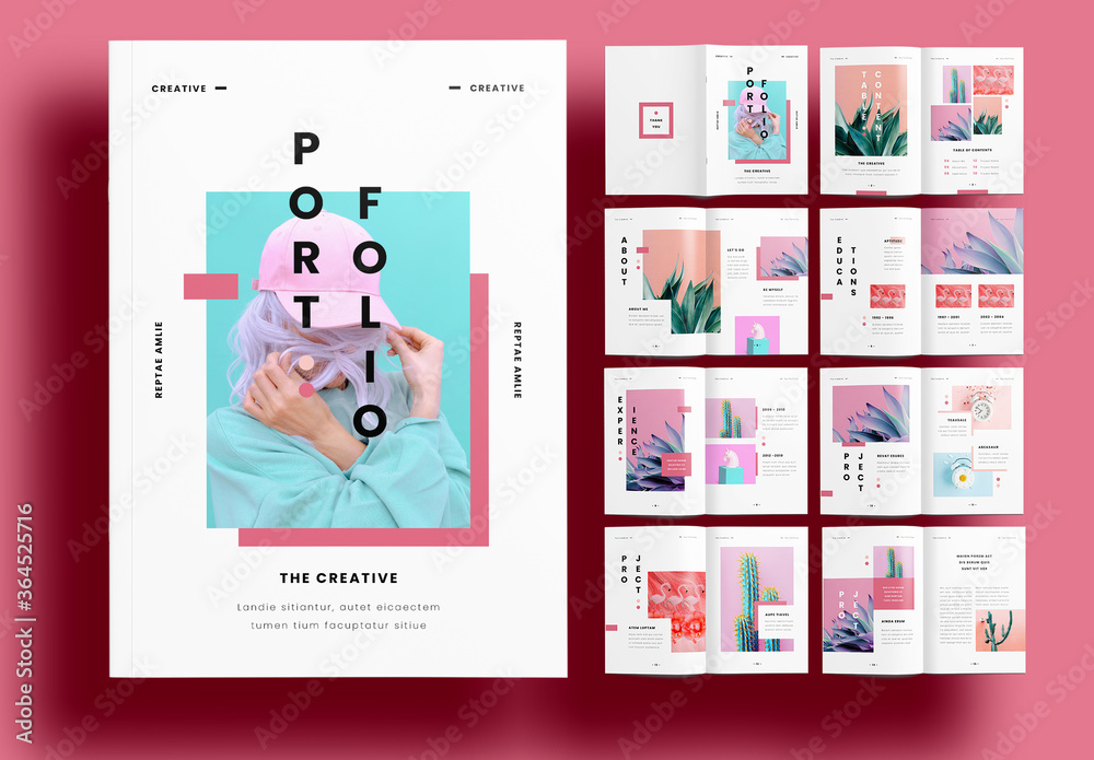Pink Portfolio Layout สต็อกเทมเพลต | Adobe Stock