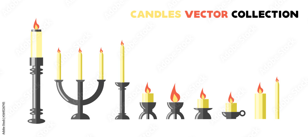 vector illustration graphics - candles collection isolated svg