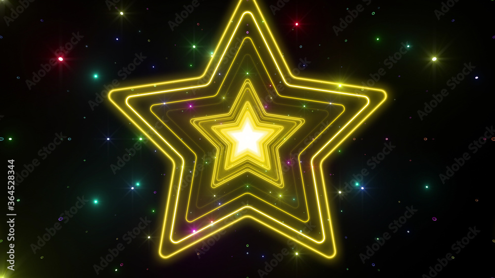Star Tunnel Neon Light Disco Tube abstract 3D illustration background. Star Tunnel Neon Light Disco Tube abstract 3D illustration background.