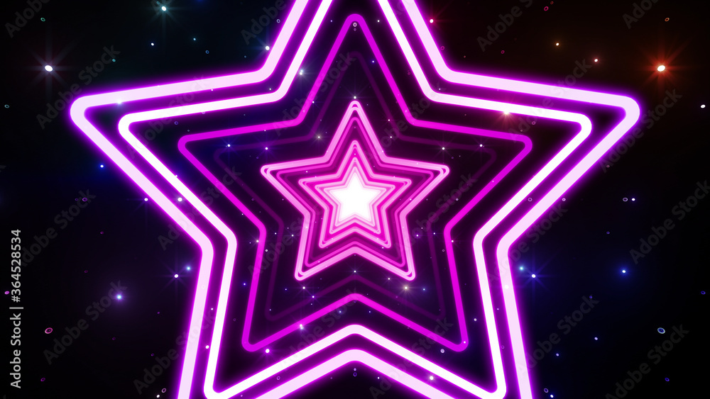 Star Tunnel Neon Light Disco Tube abstract 3D illustration background. Star Tunnel Neon Light Disco Tube abstract 3D illustration background.