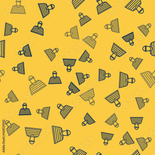 Blue line Prisoner icon isolated seamless pattern on yellow background. Vector Illustration.